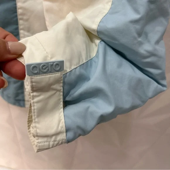 Aero Coat Size Large Hooded Womens Blue Nylon Full Zip Pockets Ski Jacket - Picture 8 of 11